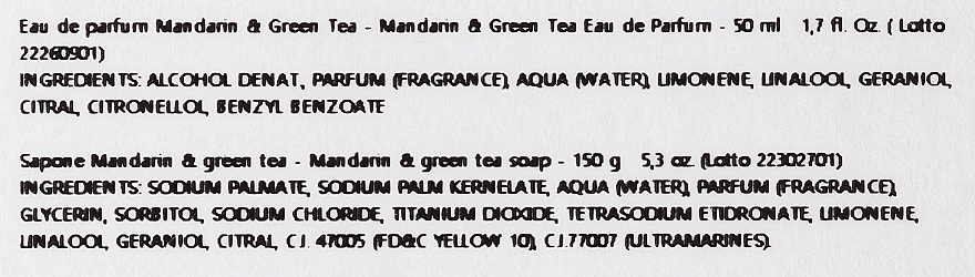 Acca Kappa Mandarin & Green Tea - Set (edp/50 ml + soap/150 g) — photo N3