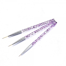 Nail Art Brush Set, 3 pcs, purple - Deni Carte — photo N2