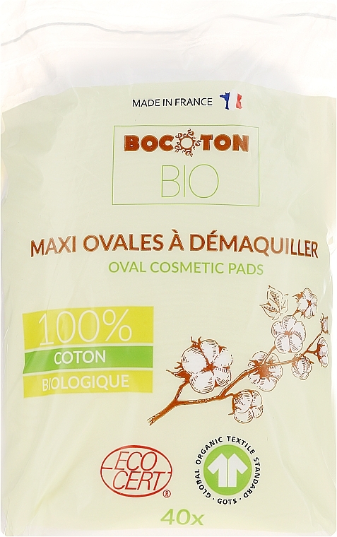 Baby Cotton Pads, oval, 40 pcs - Bocoton Bio — photo N1