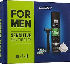 Fragrances, Perfumes, Cosmetics Set - Lezo Box Prime Sport Sensitive (sh/foam/200ml + razor + blade/3pcs)