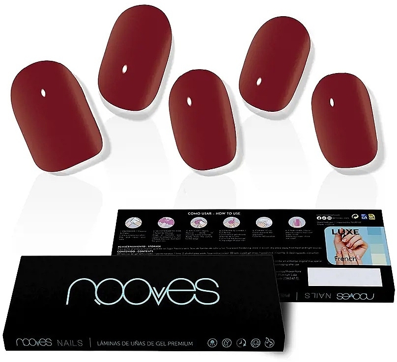 Gel Nail Sticker Set - Novoves Premium Luxe Solid Midnight Rain Red — photo N2