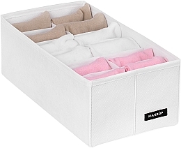 Fragrances, Perfumes, Cosmetics Storage Organiser with 12 Compartments 'Home', white 30x15x10 cm - MAKEUP Drawer Underwear Organizer White
