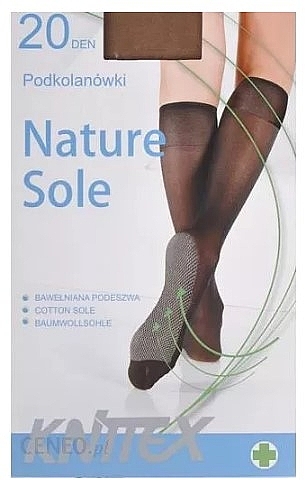 Women Knee-Socks with Cotton Sole 'Nature Sole', 20 Den, graphite - Knittex — photo N1