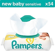 Wet Wipes 'New Baby Sensitive', 54 pcs - Pampers — photo N1