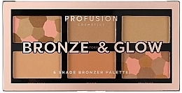 Profusion Cosmetics Bronze & Glow 6 Shade Bronzer Palette - Face Makeup Palette — photo N1