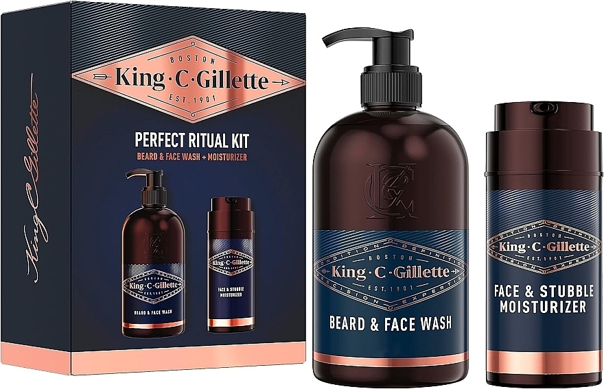Set - Gillette King C. Perfect Ritual Kit (beard&face/wash/350ml + f/cr/100ml) — photo N1