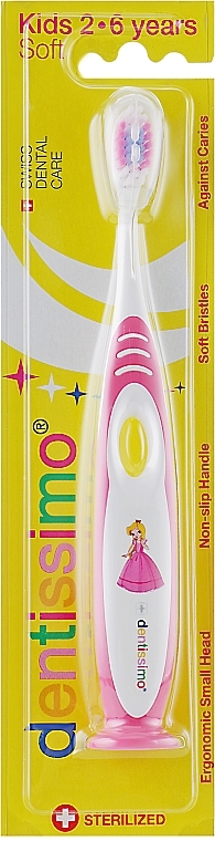 Kids Toothbrush, 2-6 Years, Pink - DENTISSIMO® Kids — photo N2
