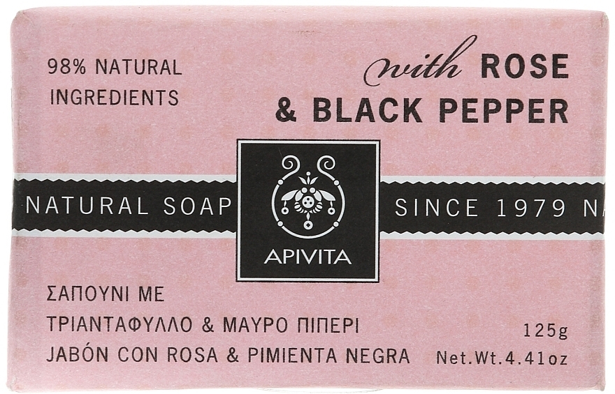 Soap "Rose and Black Pepper" - Apivita Soap with Rose and Black pepper — photo N1
