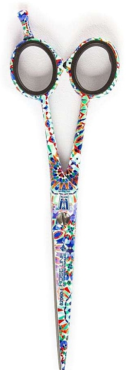 Straight Hairdressing Scissors 82060-1, 15.24 cm - White Rose Line Art Mosaic — photo N1