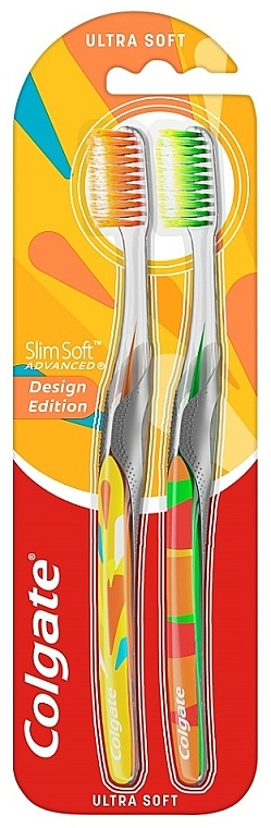 Ultra-Soft Toothbrush, orange + green - Colgate Slim Soft Ultra Soft Design Edition — photo N5