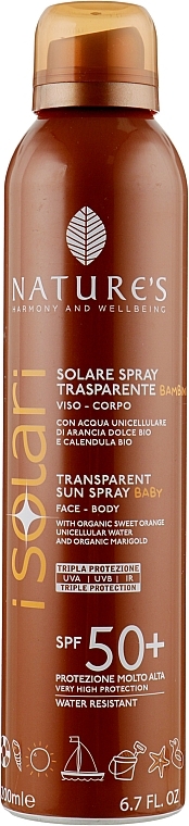 Sunscreen Spray for Children SPF50 - Nature's I Solari Spray SPF50+ — photo N1