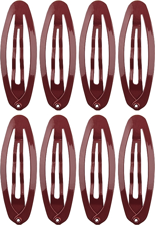 Oval Medium Hair Clip, 8pcs, brown - Titania — photo N1