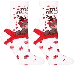 Fragrances, Perfumes, Cosmetics Women Socks with Cristmas Motif 'Deer', white - Moraj