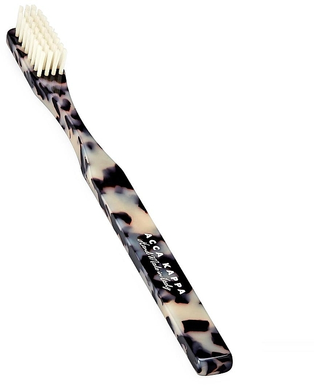 Toothbrush - Acca Kappa Medium Pure White Bristle Toothbrush Black & White  — photo N1