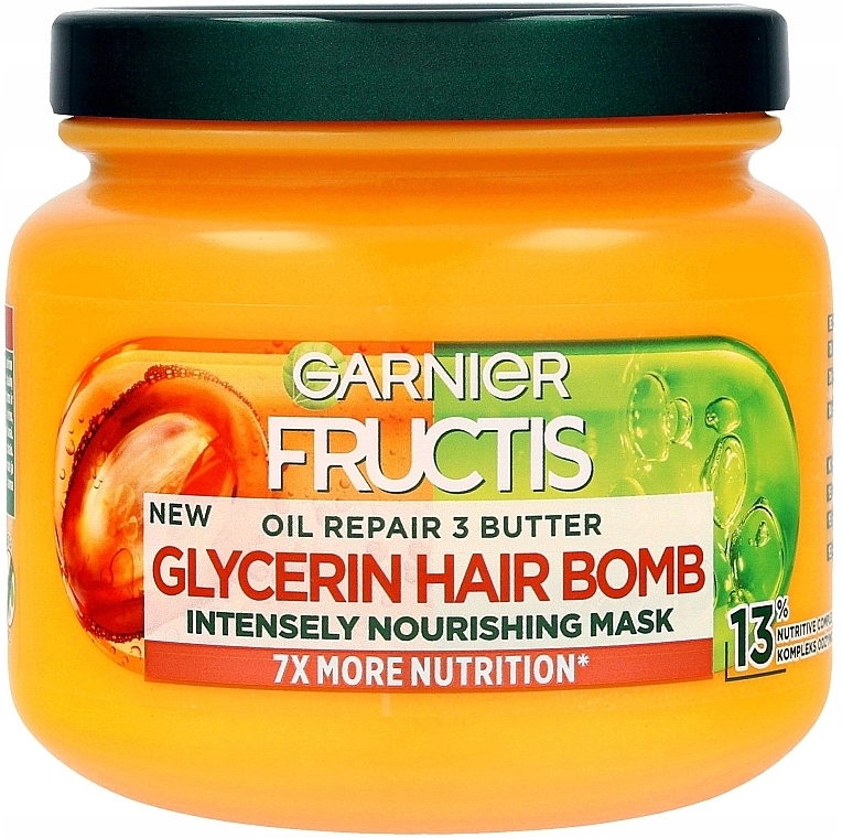 Hair Mask - Garnier Fructis Oil Repair 3 Butter Glycerin Hair Bomb — photo N1