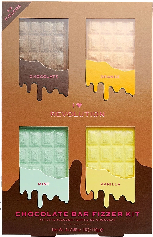 Set - I Heart Revolution Chocolate Bar Fizzer Kit (bath/fiz/4x110g)  — photo N1