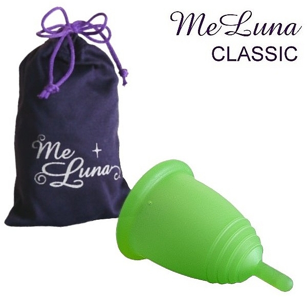 Menstrual Cup with Stem, L size, green - MeLuna Classic Menstrual Cup — photo N1