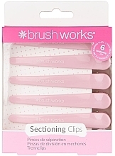 Hair Clips, pink, 6 pcs. - Brushworks Sectioning Clips — photo N1