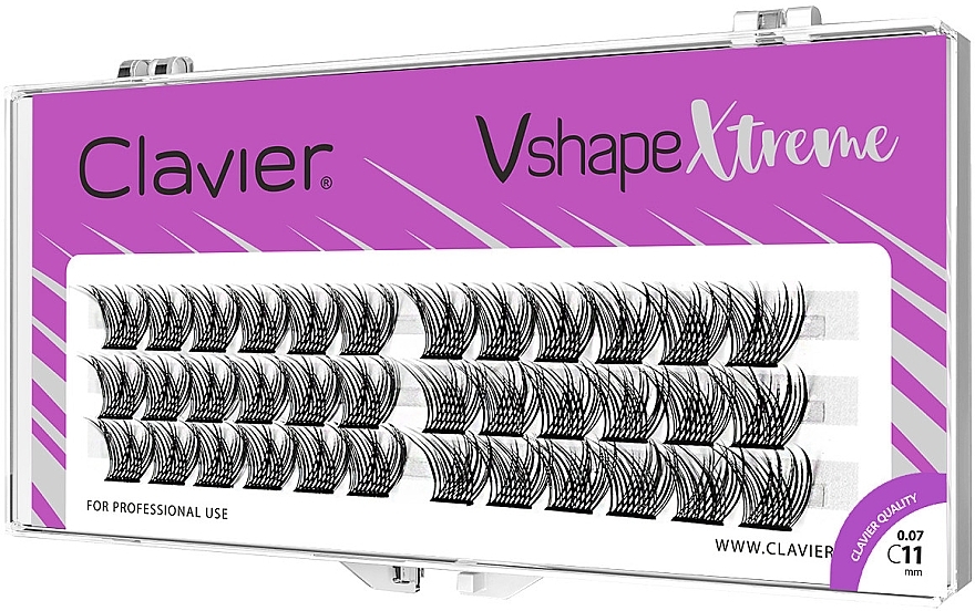 Individual Lashes, C, 11 mm - Clavier V Shape Extreme  — photo N1