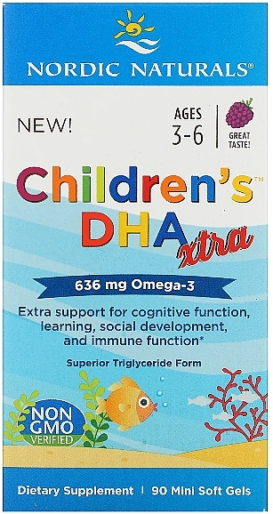 Kids Dietary Supplement, grape taste 636 mg, "Omega-3" - Nordic Naturals Children's DHA Xtra — photo N2