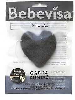 Cleansing Heart Sponge "Bamboo Charcoal" - Bebevisa Konjac Sponge — photo N1