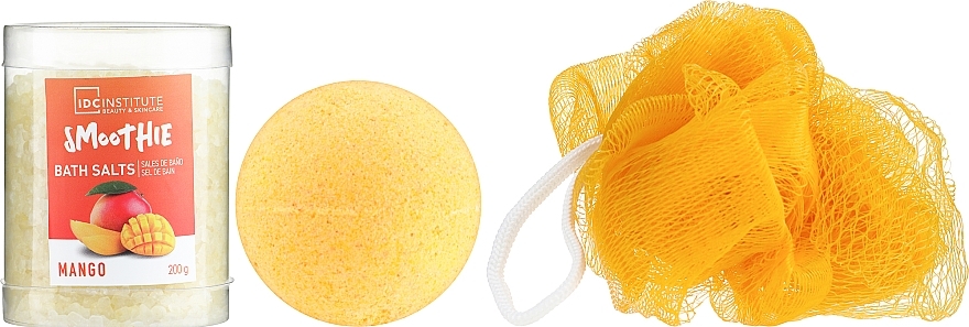 Set - IDC Institute Smoothie Mango Set (bath/ball/140g + sponge/1pcs + salt/200g) — photo N3