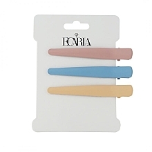 Hair Clip Set, 3 pcs, pink, blue, yellow - Ecarla — photo N1