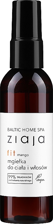 Hair & Body Spray ‘Mango’ - Ziaja Baltic Home Spa FIT Mango Body and Hair Mist — photo N1