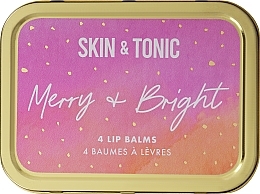 Fragrances, Perfumes, Cosmetics Set in Rose Gold Box - Skin&Tonic Merry&Bright (lip/balm/4x4.3g)
