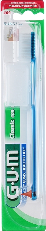 Classic 409 Toothbrush, soft, blue - G.U.M Soft Compact Toothbrush — photo N1