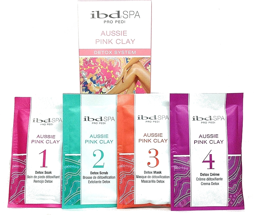 Hand & Foot Set with Pink Clay - IBD Aussie Pink Clay Detox Intro Kit (soak/4x20g + scr/4x20g + mask/4x40ml + cr/4x31ml) — photo N1