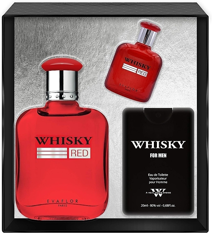Evaflor Whisky Red For Men - Set (edt/100ml + edt/20ml + edt/7.5ml) — photo N1