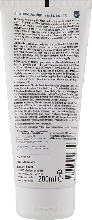 Men Shower Gel & Shampoo - Bioturm 2 In 1 Shower & Shampoo No.128 — photo N2