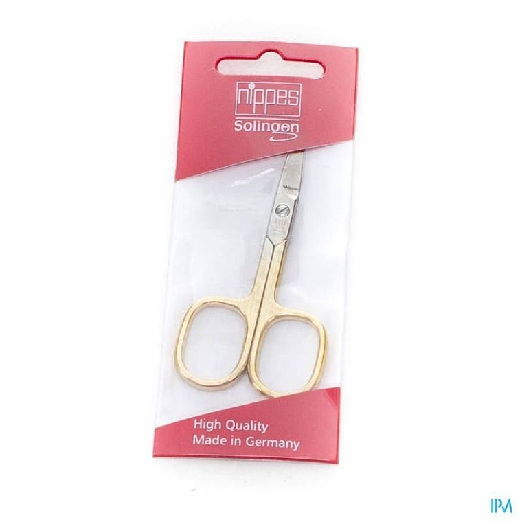 Curved Nail Scissors, gold-plated, 9 cm - Nippes Solingen Manicure Scissors N855 — photo N2