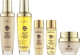 Set - FarmStay Honey & Gold Essential Skin Care 3set (toner/130 + 30 ml + emulsion/130 + 30 ml + cr/50 ml) — photo N9