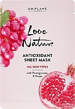 Fragrances, Perfumes, Cosmetics Antioxidant Sheet Mask with Pomegranate and Grape - Oriflame Love Nature