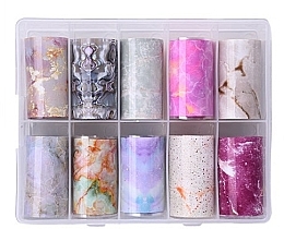 Fragrances, Perfumes, Cosmetics Marble Nail Foil Set, 10 pcs - Deni Carte