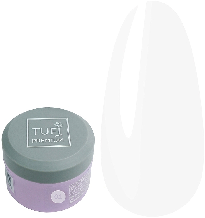 Nail Extension Gel - Tufi Profi Premium UV Gel 01 Clear — photo N1