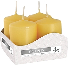 Fragrances, Perfumes, Cosmetics Votive Candle Set 40x60 mm, yellow, 4 pcs. - Bispol