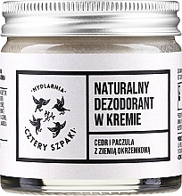 Fragrances, Perfumes, Cosmetics Natural Cream Deodorant "Cedar & Patchouli" - Cztery Szpaki