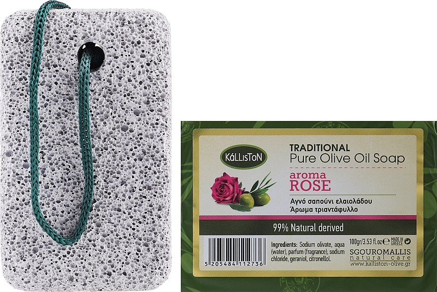 Soap Set with Rose Scent - Kalliston Set Soap+ Pumice — photo N1