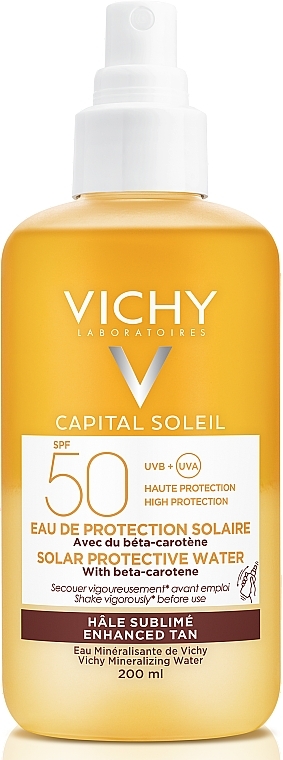 2-Phase Tan Enhancer Beta-Carotene Face & Body Sun Water Spray SPF 50 - Vichy Capital Soleil Solar Protective Water — photo N1