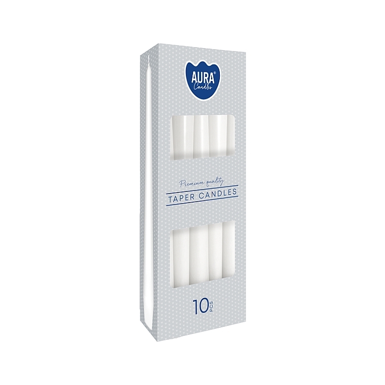 Table Candles Set 245x30mm, 10 pcs, white - Bispol — photo N2