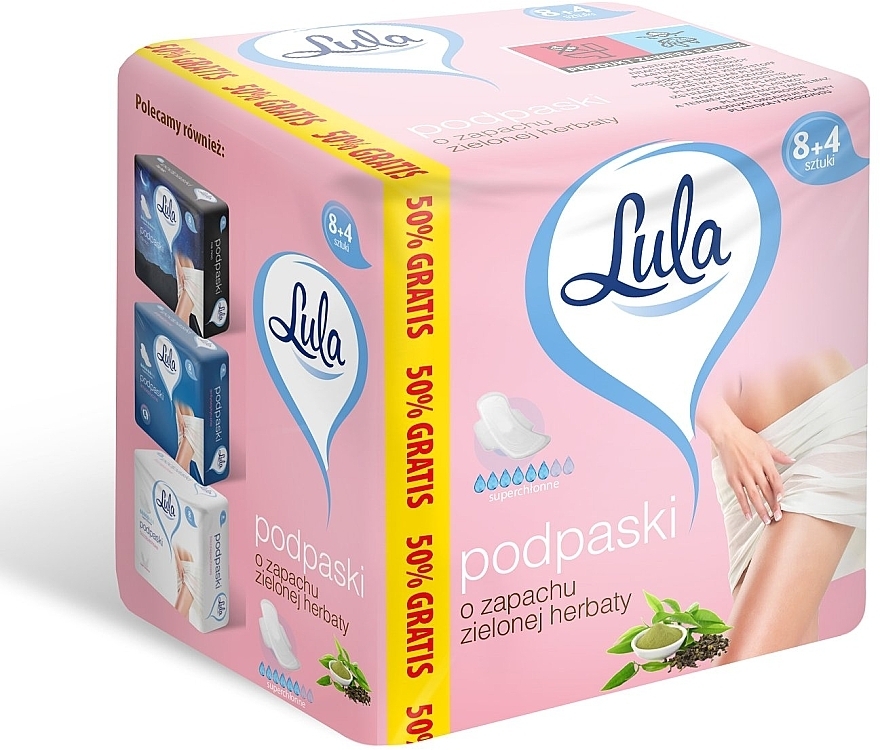 Sanitary Pads with Green Tea Scent, 12 pcs - Lula — photo N8