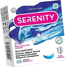 Ribbed Condoms, contoured anatomical shape, 3 pcs - Serenity Ultra Thin — photo N1