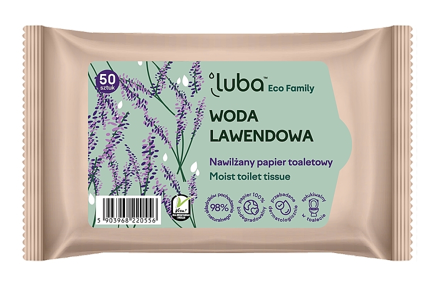 Lavender Moist Toilet Tissue  - Luba ECO Family (50pcs) — photo N1