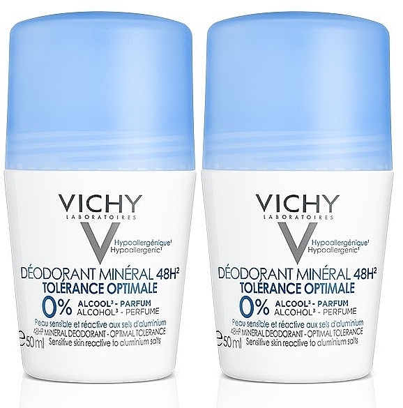 Set - Vichy Deodorant Mineral 48h Tolerance Optimale Roll-On (deo/50ml + deo/50ml) — photo N2