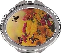 Cosmetic Mirror, "Butterflies", 85451, yellow-red flowers - Top Choice — photo N1
