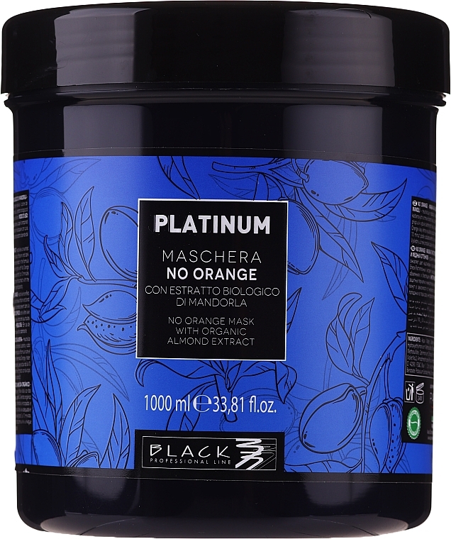 Hair mask with herbal almond extracts to neutralize orange and copper hues - Black Professional Line Platinum No Orange Mask With Organic Almond Extract — photo N19