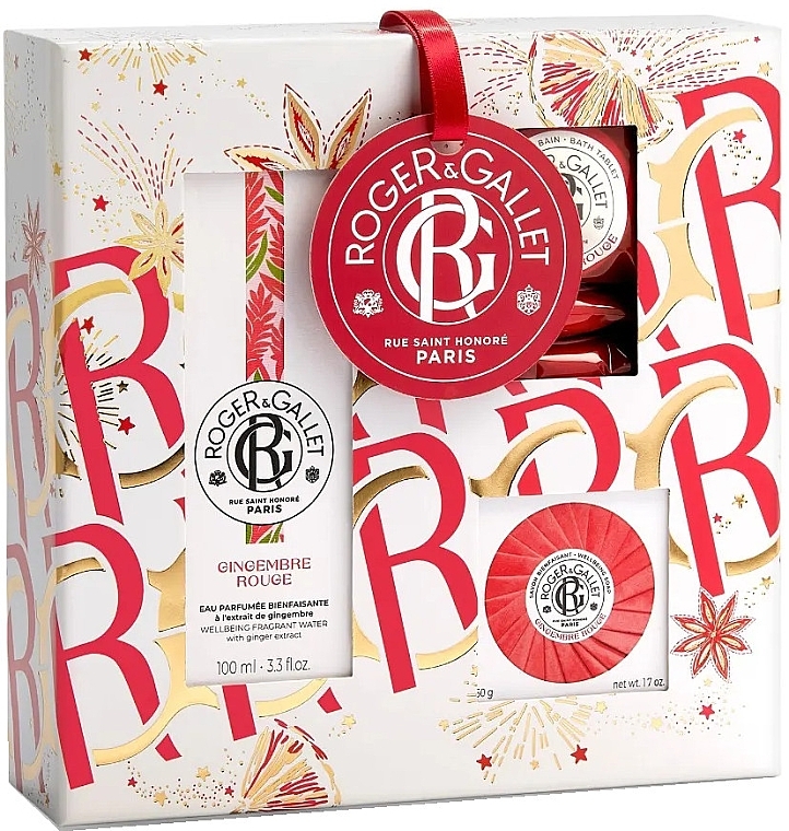 Roger & Gallet Gingembre Rouge Wellbeing Fragrant Water - Set (f/water/100ml + soap/50g+ b/tablet/3x25g) — photo N1